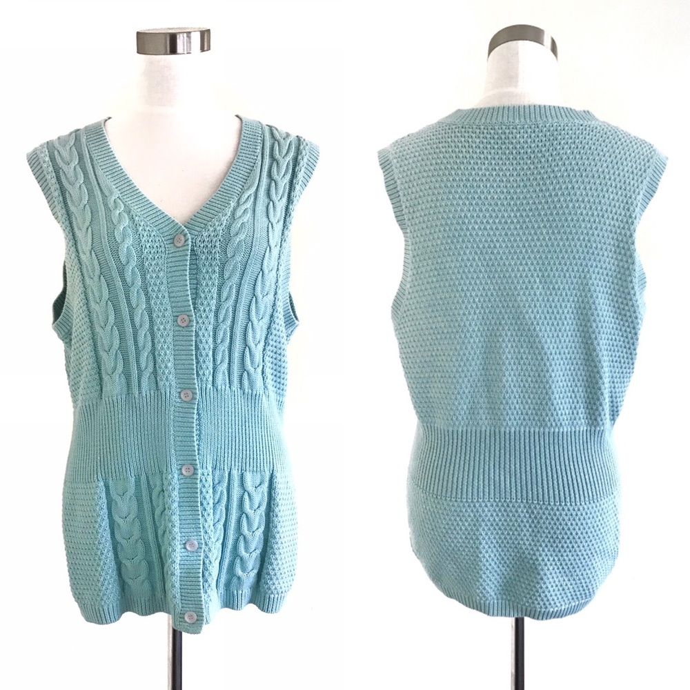 Pendleton Cable Knit Button Vest Cotton - image 1